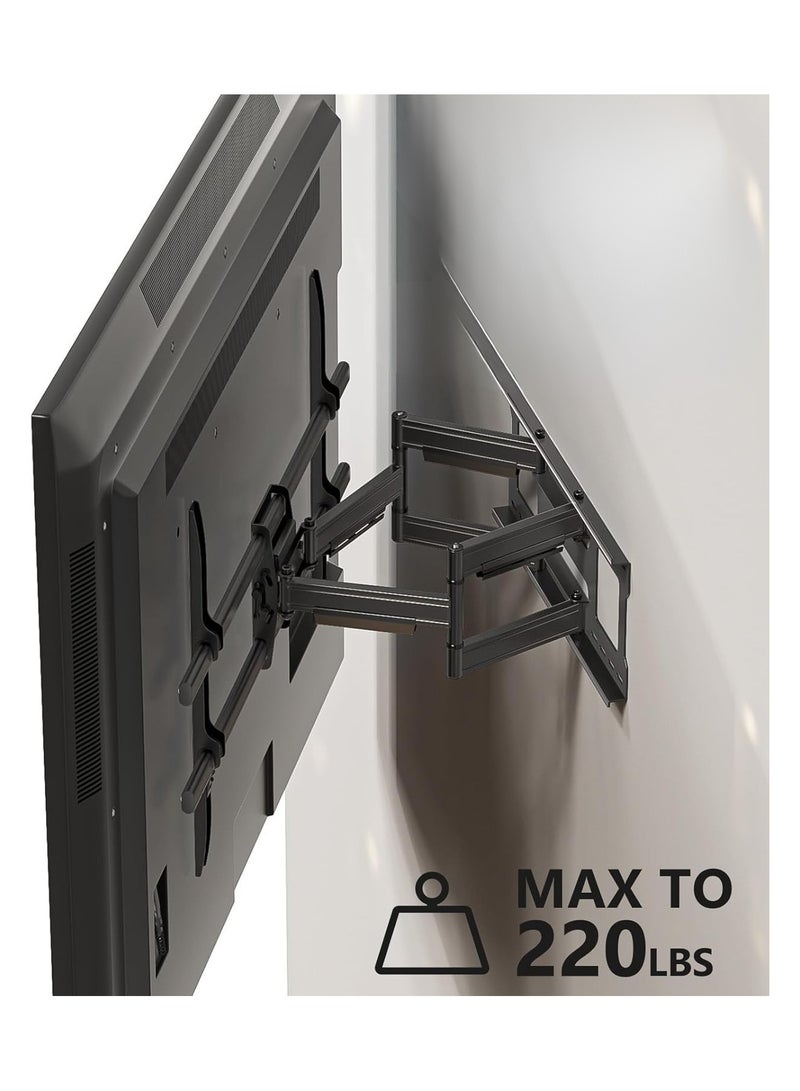 حامل تلفزيون حائطي شديد التحمل بحركة كاملة من 65 إلى 120 بوصة – متوافق مع فيسا حتى 1000×600 ملم – يتحمل حتى 220 باوند – قابل للدوران والإمالة – مناسب لشاشات 4K/8K - Image 4