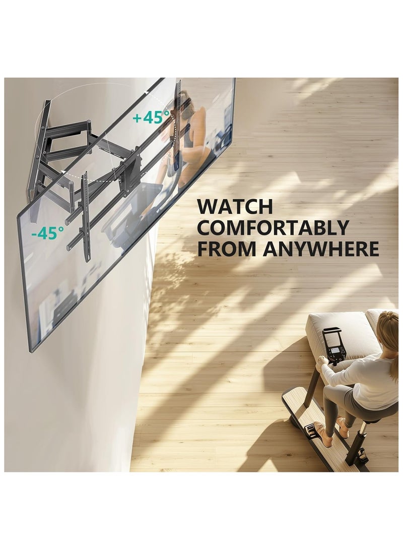 حامل تلفزيون حائطي شديد التحمل بحركة كاملة من 65 إلى 120 بوصة – متوافق مع فيسا حتى 1000×600 ملم – يتحمل حتى 220 باوند – قابل للدوران والإمالة – مناسب لشاشات 4K/8K - Image 5