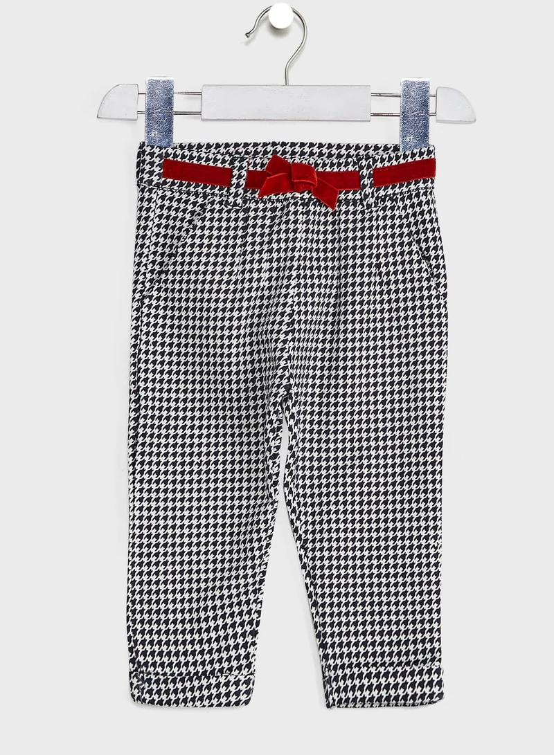 Nautinati Bow Pure T-Shirt With Houndstooth Print Trousers