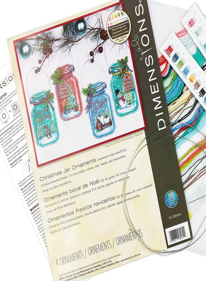 Dimensions 70-08964 Counted Cross Stitch Holiday Mason Jar Ornament Kit, 4pc - Image 2