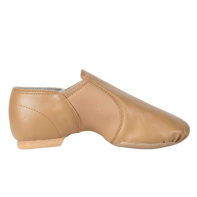 Linodes Unisex 006 PU Leather Upper Slip-on Jazz Shoe for Women and Men's Dance Shoes-Brown 8M - Image 5