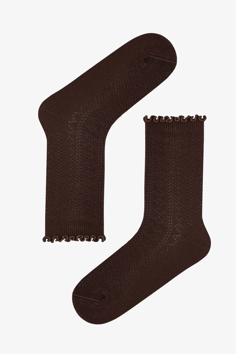Penti PENTI Ruffled Knit Cotton Pair Crew Socks