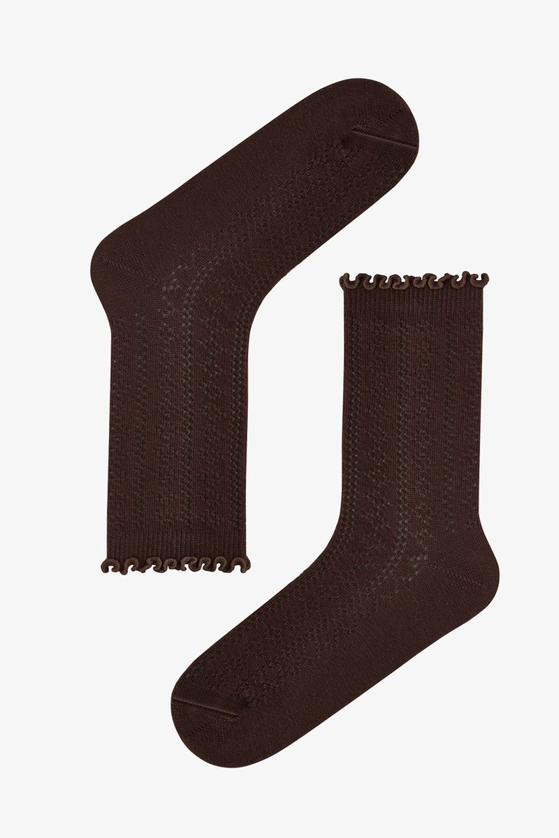PENTI Ruffled Knit Cotton Pair Crew Socks - Image 2