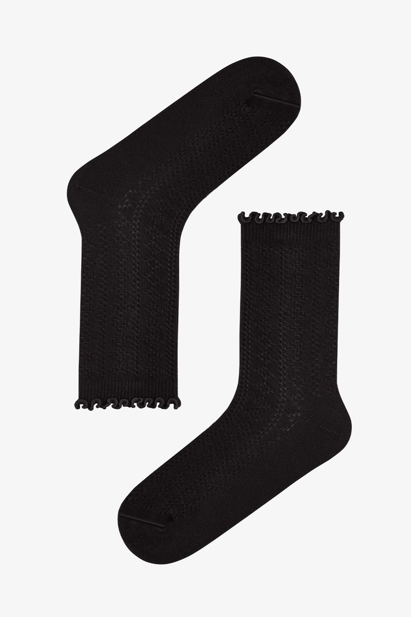 PENTI Ruffled Knit Cotton Pair Crew Socks - Image 3