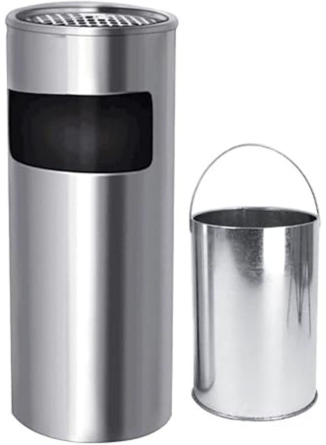 Premium Hygiene Outdoor Dustbins Free Standing Stainless Steel Outdoor Dust Rubbish Bin, 2 In 1 Metal Rubbish Bin Stand Trash can - Image 1