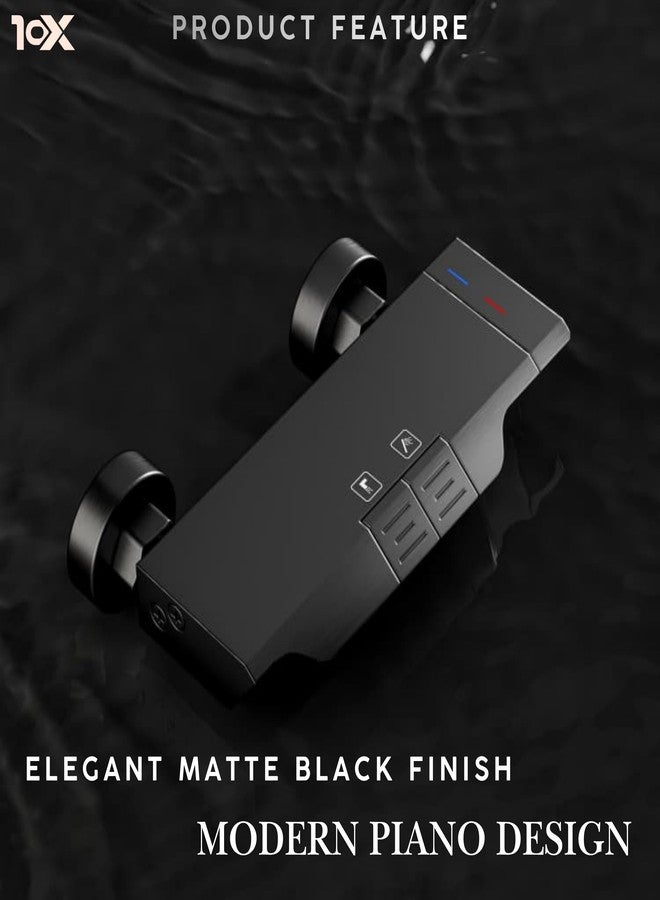 10X Matte Black Sink Mixer Faucet ZH-3019W | Hot & Cold | Piano Key Controls | Dual Flow (Waterfall & Normal) | Modern Flat Design - Image 3
