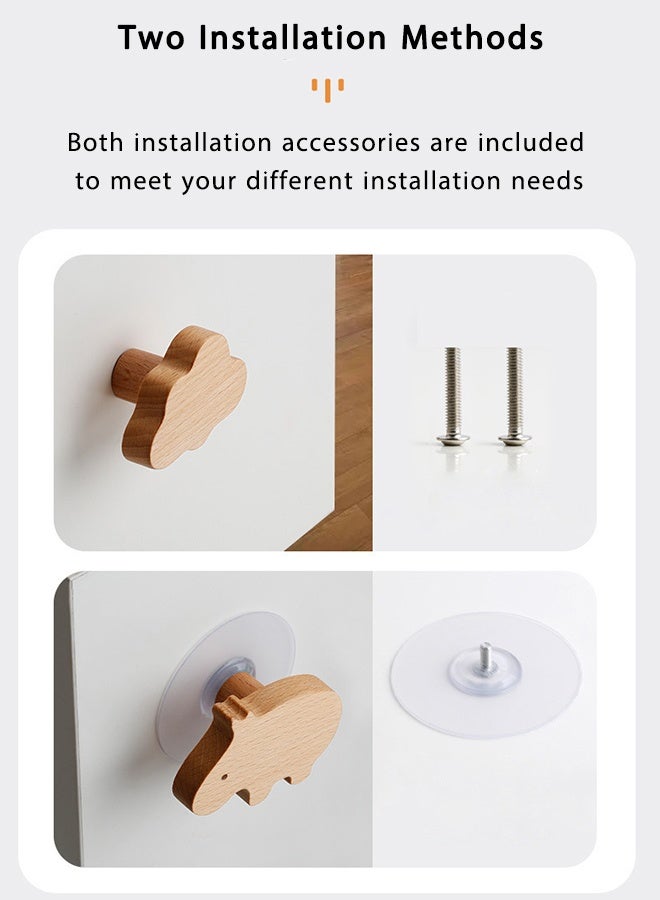 DAREU Wooden Dinosaur Cabinet Knobs (Set of 6) – Decorative Drawer Pulls & Kids Nursery Furniture Handles with Screws - Image 2