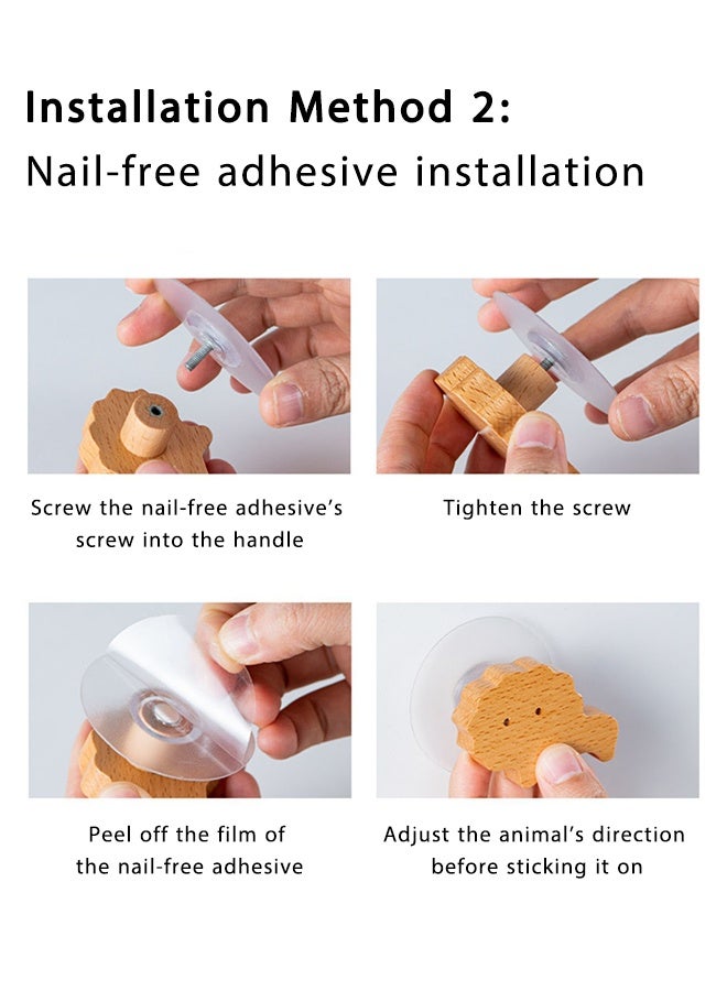 DAREU Wooden Dinosaur Cabinet Knobs (Set of 6) – Decorative Drawer Pulls & Kids Nursery Furniture Handles with Screws - Image 3