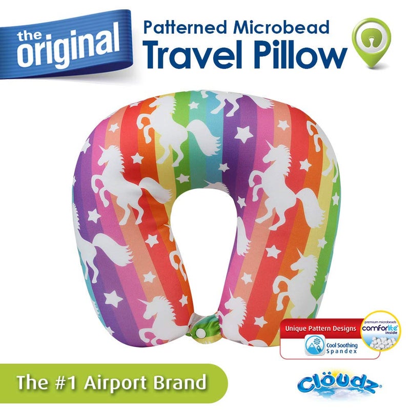 Cloudz Patterned Microbead Airplane Travel Neck Pillow. Customize Your Comfort and Support While Traveling on a Plane, Car, Bus or Train! - Unicorn - Image 4