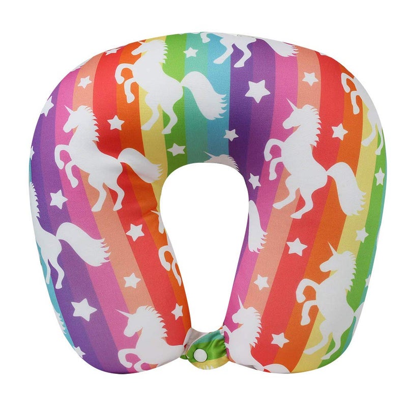 Cloudz Patterned Microbead Airplane Travel Neck Pillow. Customize Your Comfort and Support While Traveling on a Plane, Car, Bus or Train! - Unicorn - Image 3
