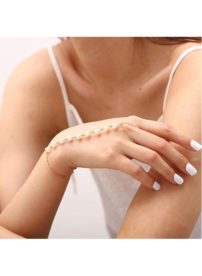 Pearl Finger Ring Bracelet - Image 2