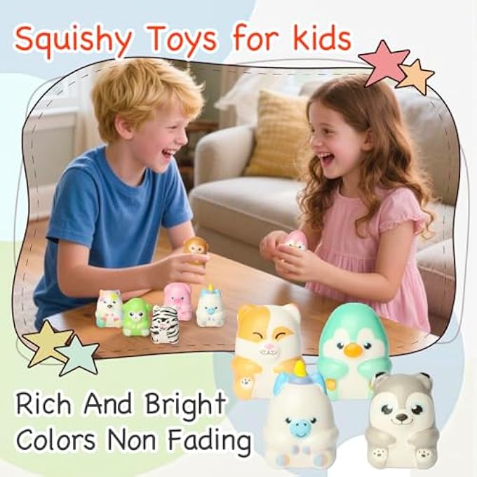 Aruytps 24 Pcs Animal Squishy Toys for Kids, Slow Rising Squeeze Stress Relief Toys, Kawaii Jumbo Squishies Party Favors for Boys Girls Goodie Bag Stuffers, Pinata Stuffers,Carnival Prizes,Classroom Rewards - Image 5