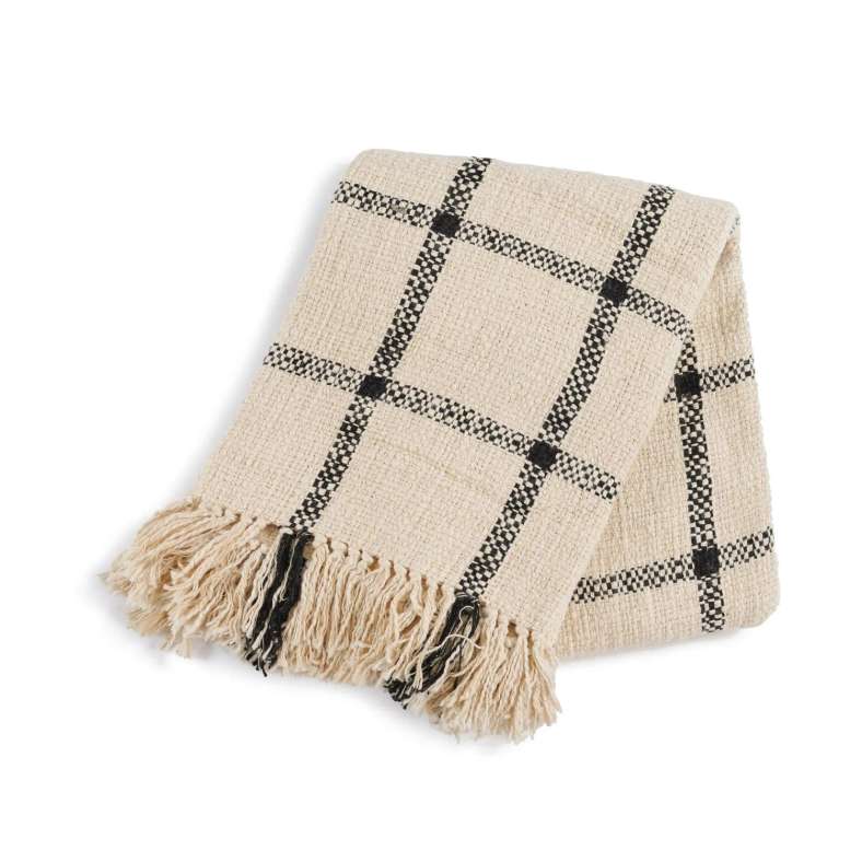Pan Home Miami Chunky Plaid Soft Throw With Fringes - Black - Image 4