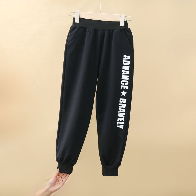 Children'S New Contrast Color Line Design Casual Versatile Sports Loose Denim Trousers - Image 1