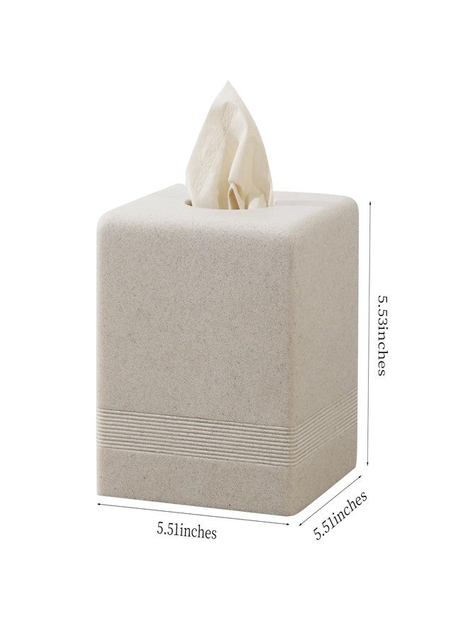 Haocoott Tissue Box Cover Square, Resin Facial Tissue Holder Covers Cube Toilet Paper Holder Case Dispenser Home Decorative for Bathroom Kitchen Bedroom Living Room Office (Beige) - Image 3