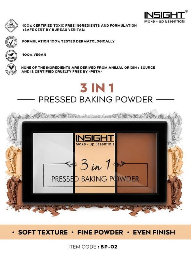 Insight - Cosmetics 3 In1 Pressed Baking Powder|Lightweight Long Lasting Luminous Glow | Flawless Shimmer Finish | Silky Smooth Texture | Easy To Blend, Bp02 - Image 1