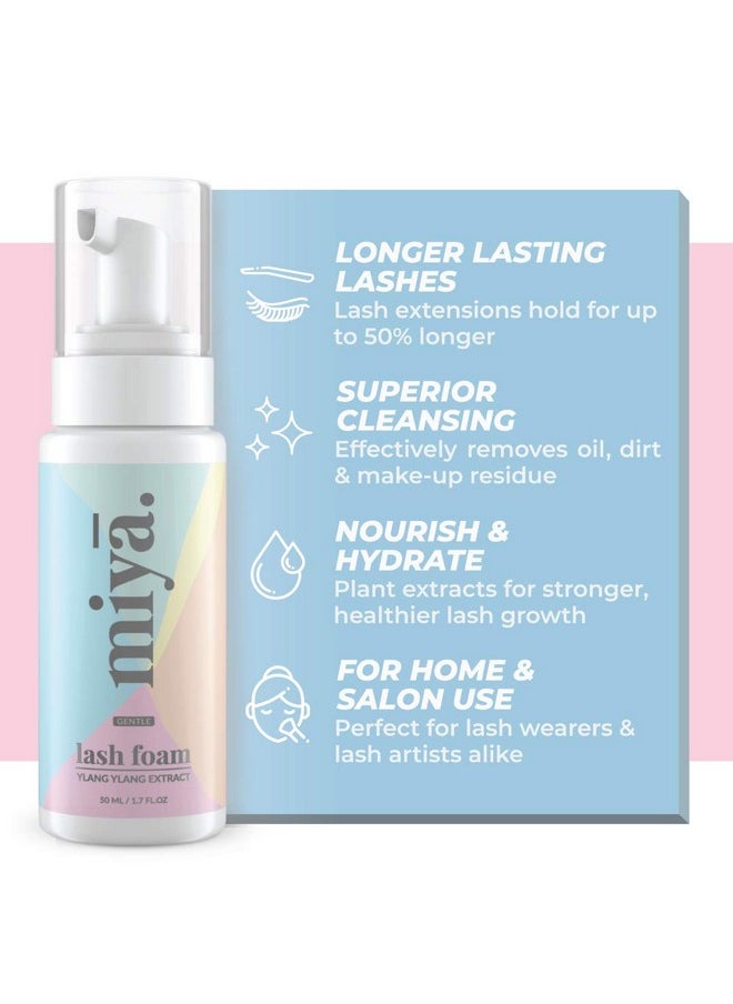 MIYA LASH Eyelash Extension Cleanser + Rose Gold Mascara Wand & Brush | Eyelid Cleanser | Lash Bath | Paraben & Sulfate Free Makeup Remover Lash Cleanser for Extensions | Salon & Home | Miya Lash Shampoo 50ml  - Image 2