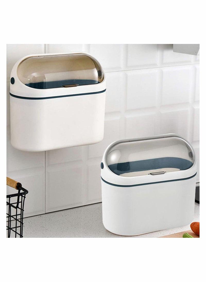 SYOSI Mini Countertop Trash Can with Lid Plastic Swing Lid Countertop Trash Tiny Desktop Waste Garbage Bin for Bathroom Office Kitchen Desk Coffee Table Bathroom Vanity Top - Image 2