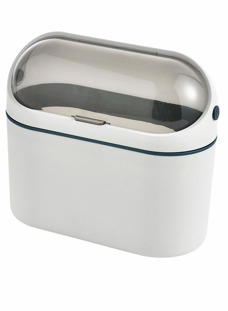 SYOSI Mini Countertop Trash Can with Lid Plastic Swing Lid Countertop Trash Tiny Desktop Waste Garbage Bin for Bathroom Office Kitchen Desk Coffee Table Bathroom Vanity Top - Image 1