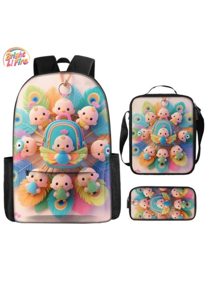 Bright Li Fire New equipment for youth trend! New cartoon bag three-piece set, super convenient daily commuting (available for students, children, friends on outings, mountain climbing, schooling, etc.) - 85 - Image 1