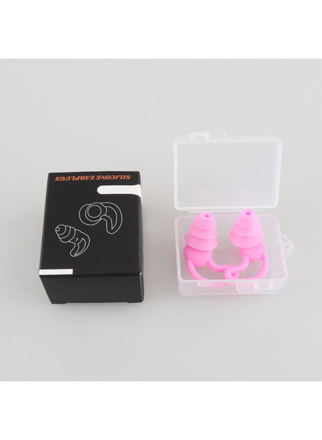 Generic Silicone Soundproof Earplugs Anti-noise Sleep Industrial Protection Swimming Waterproof Student Dormitory Special Mute Artifact-Color:Princess Powder/a Pair (high-grade Black Box) - Image 1