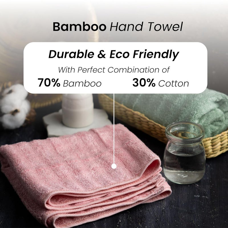 Mush منشفة يد من موش بامبو | مجموعة من 2 منشفة يد 100% بامبو | منشفة يد فائقة النعومة، ماصة وسريعة الجفاف لحوض الغسيل | مناديل لمنشفة اليد | 40 × 60 سم | 600 جرام (وردي وزيتوني) - Image 4
