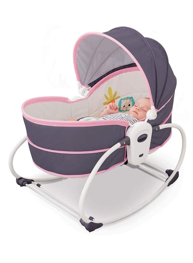 5 in 1 Baby Cradle Swing, Portable Newborn Gliding Bassinet with Detachable Canopy Music Toys Vibration, Rocking Infant Crib Sleeping Chair for Travel  - Image 3