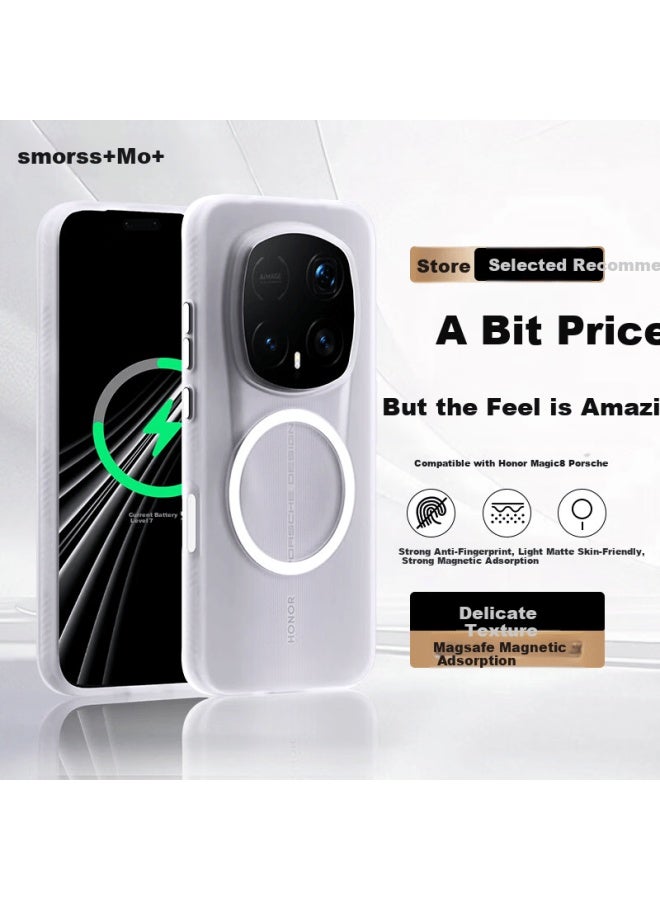 Smorss Skin-feel Magnetic Case For Honor Magic8 Rsr Porsche Phone Case Honor Protective Cover Magnetic Full-body Drop-proof Ultra-thin Anti-fingerprint Minimalist Uni White