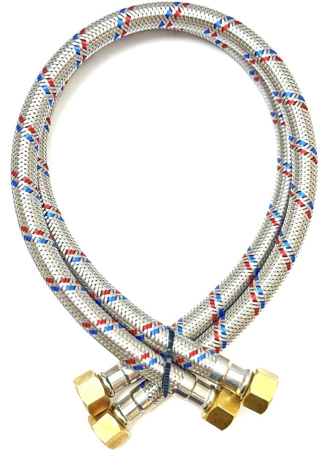 Biella 60Cm Stainless Steel 2Pcs Rust, Corrosion, And Lead-Free Braided Flexible Faucet Hose Pipe Connector Diy Replacement Flexi Pipes Tails For Boilers Sinks And Basins  - Image 1