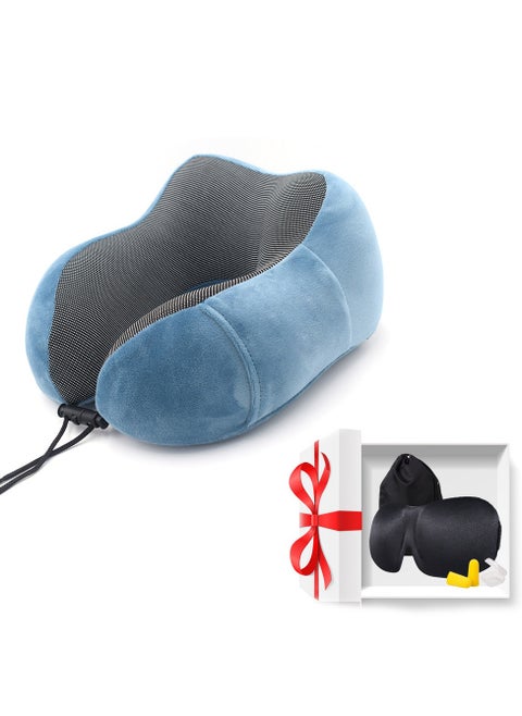 Morano Travel Pillow, U Shape Memory Foam Pillow for Airplane and Car, Ergonomic Design Removable and Washable Invisible Zipper with Storage Bag Gift 3D Sleeping Mask