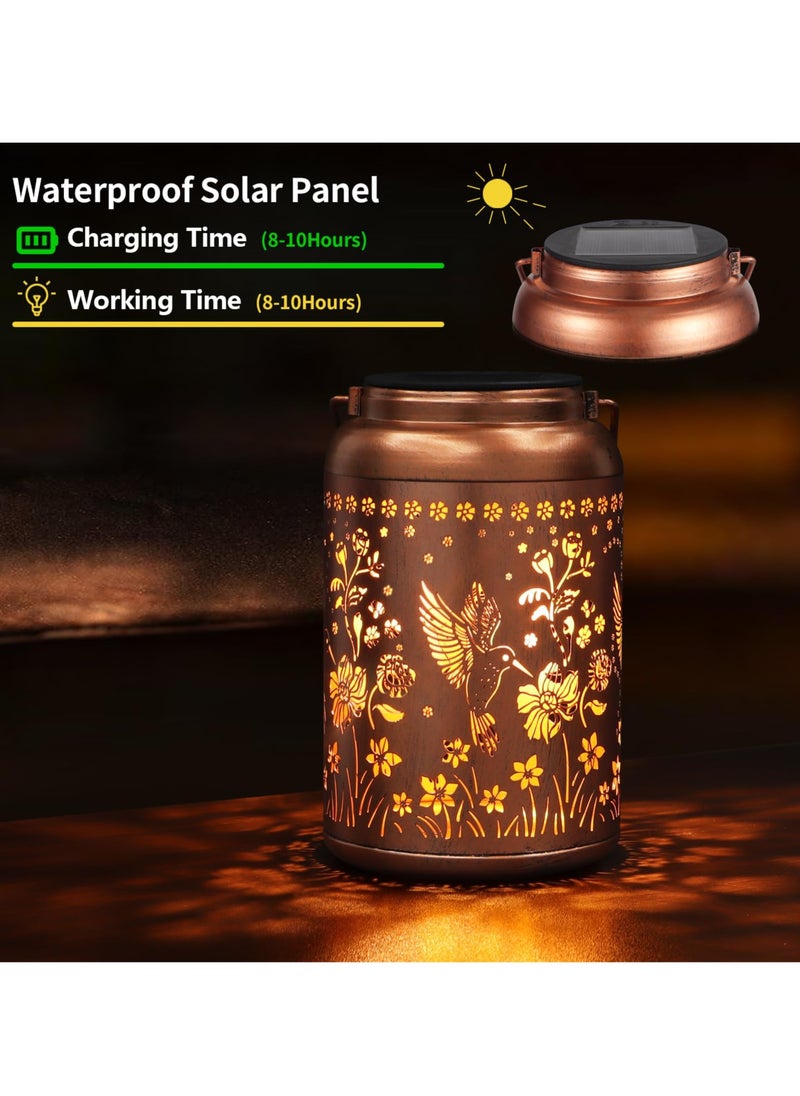 spa luxetique Solar Lanterns Outdoor Waterproof Hummingbird Garden Decor Gifts for Women Mom Grandma Hanging Solar Lights Metal Solar Decoration Outs  - Image 2