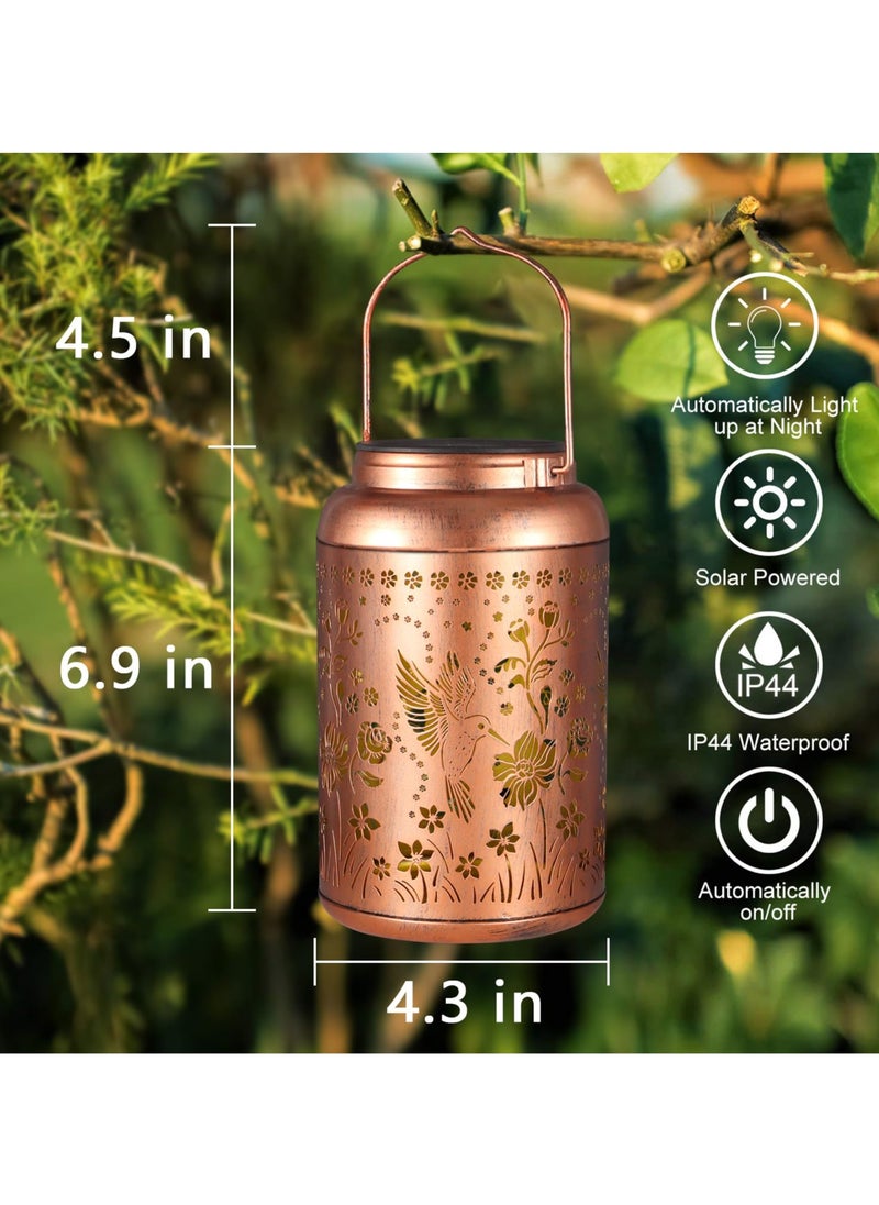 spa luxetique Solar Lanterns Outdoor Waterproof Hummingbird Garden Decor Gifts for Women Mom Grandma Hanging Solar Lights Metal Solar Decoration Outs  - Image 3