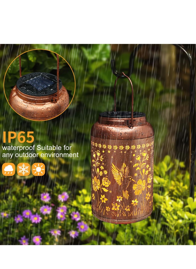 spa luxetique Solar Lanterns Outdoor Waterproof Hummingbird Garden Decor Gifts for Women Mom Grandma Hanging Solar Lights Metal Solar Decoration Outs  - Image 4