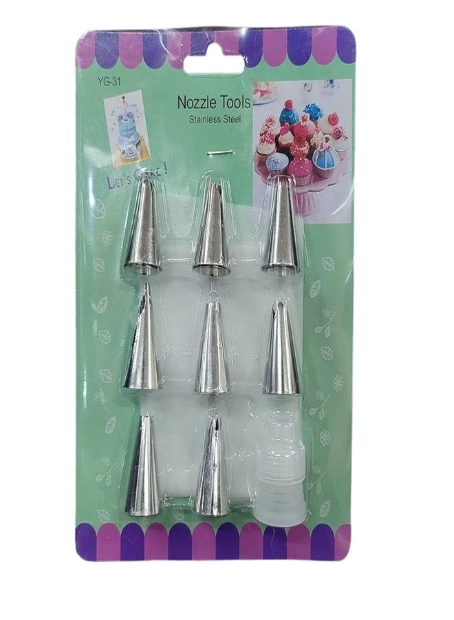 Cake Decorating Nozzle Set - 8 Stainless Steel Icing Tips - 1 Coupler - 1 Piping Bag - Pastry Tools for Cupcakes, Cakes, Cookies - DIY Baking Kit - Easy Clean - Reusable - Image 2