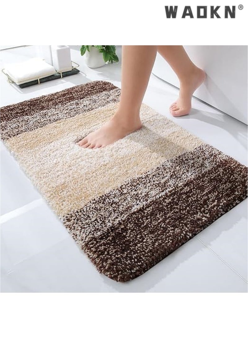دبليو أيه أو كي أن السجاد الحمام الفاخرة ، لينة ماصة ستوكات السجاد الحمام ، ومكافحة زلق المضادة للانزلاق المضادة للانزلاق السجاد حوض الاستحمام ، آلة قابل للغسل والتجفيف ، والأرضيات الحمام وحوض الاستحمام دش ماتس ( براون ، 50x80cm ) - Image 1