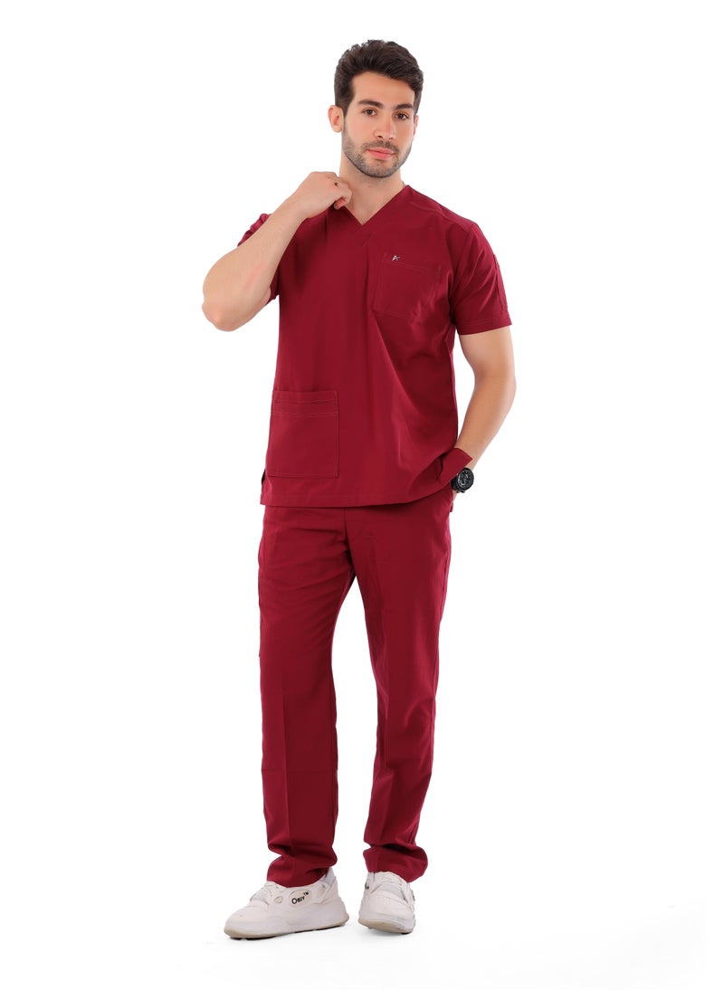 APEX Premium Scrub 1/2 Sleeve Male Crimson Medi-Tex  - Image 1