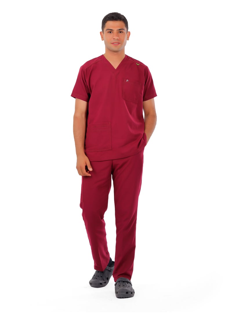 APEX Premium Scrub 1/2 Sleeve Male Crimson Medi-Tex  - Image 2