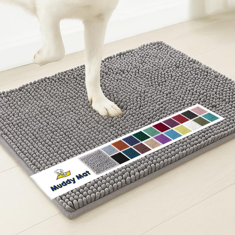 Muddy MatÂ® | Super Absorbent Door Mat Indoor, Microfiber Quick Dry Chenille Entryway Rug, Non-Slip Front Door Mat, Indoor Mats for Entryway, Machine Washable Pet Rug, Grey XXXL 72"X48" - Image 1