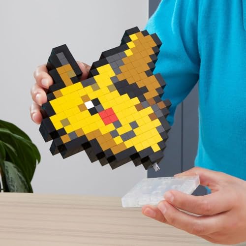Mega Brands Mega Pokémon Pikachu Construction Set, Articulated Figure, Retro Pixelated Style, 15 cm, Wall or Table Decoration, 400 Pieces, Collectable, Children's Toy, Age 7 Years, HTH74 - Image 4