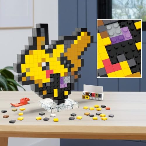 Mega Brands Mega Pokémon Pikachu Construction Set, Articulated Figure, Retro Pixelated Style, 15 cm, Wall or Table Decoration, 400 Pieces, Collectable, Children's Toy, Age 7 Years, HTH74 - Image 3