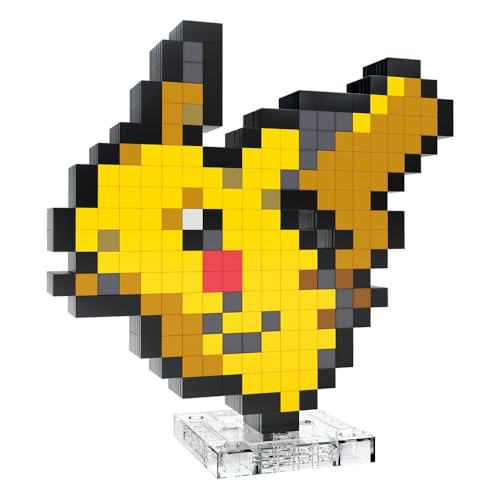 Mega Brands Mega Pokémon Pikachu Construction Set, Articulated Figure, Retro Pixelated Style, 15 cm, Wall or Table Decoration, 400 Pieces, Collectable, Children's Toy, Age 7 Years, HTH74 - Image 1