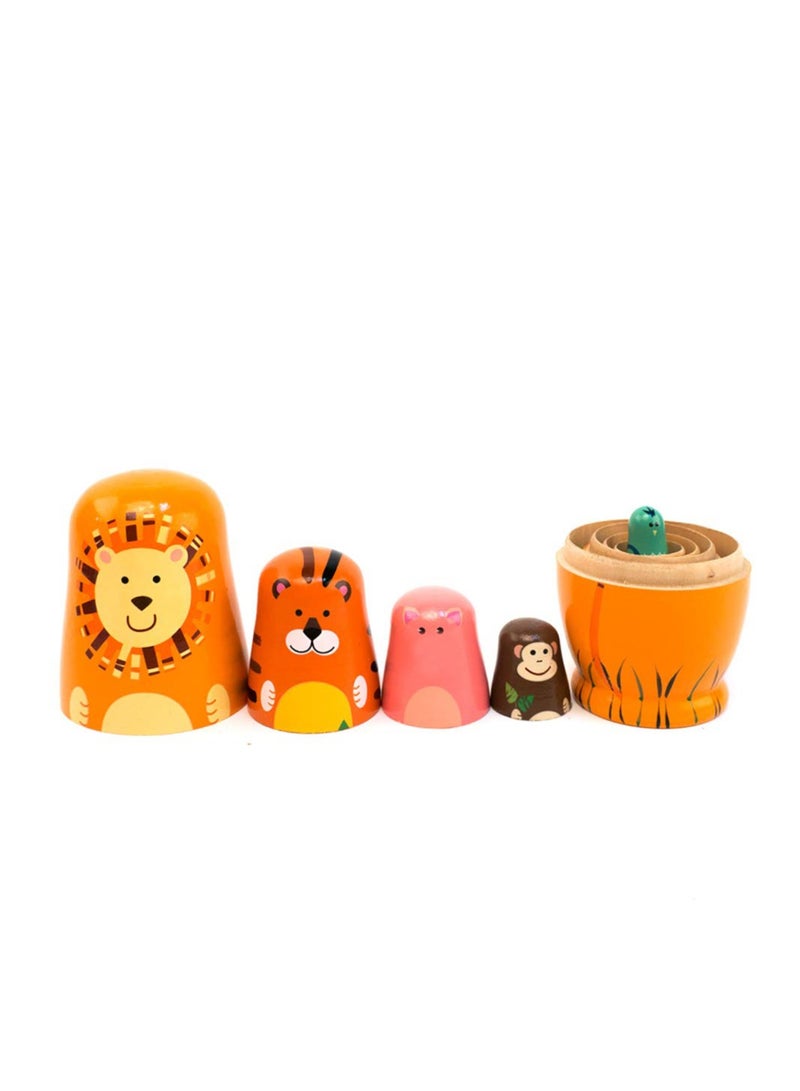Wooden Cartoon Animal Nesting Dolls for Kids Stacking Toys Perfect Gift and Home Decoration - Image 2