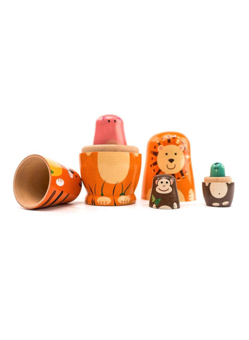 Wooden Cartoon Animal Nesting Dolls for Kids Stacking Toys Perfect Gift and Home Decoration - Image 4