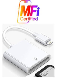 For Apple Lightning to SD Card Camera Reader Adapter for iPhone iPad(USB 3.0/2.0) DSLR Camera Trail Game Camera Card Viewer Reader for iPhone 12 Mini, No APP Needed-Plug and Play