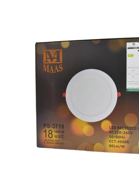 LED lamp with a circular design and very thin, mounted on the wall, recessed LED ceiling lamp, 1440 lumens, 18 watts, white