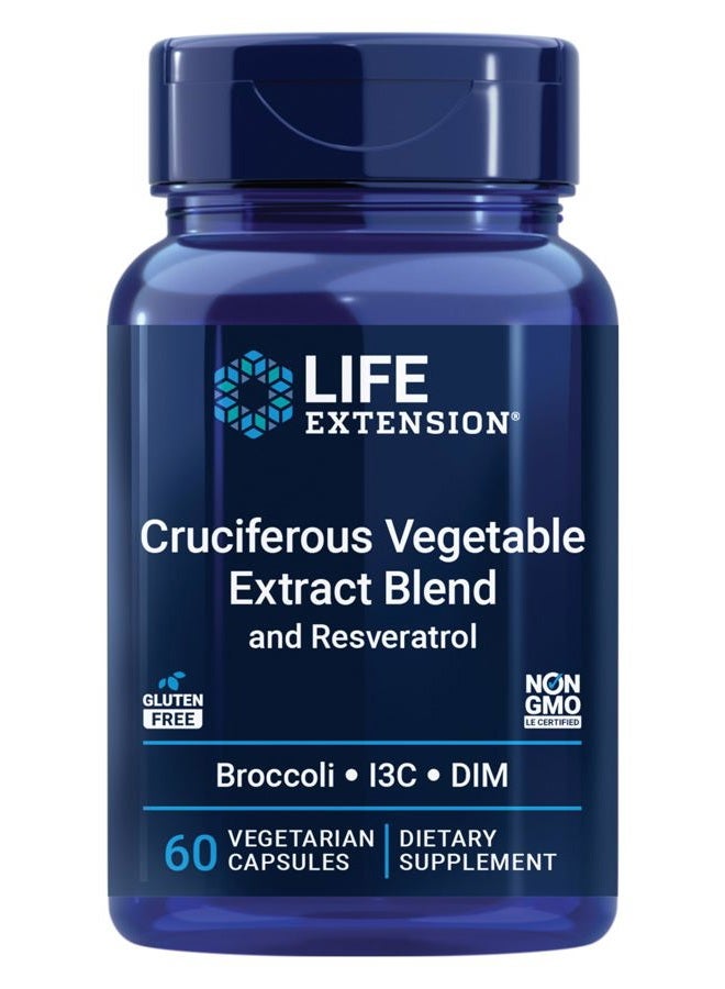 Life Extension Triple Action Cruciferous Vegetable Extract & Resveratrol - Hormone Balance, Cellular Health - Non-GMO, Vegetarian - 60 Vegetarian Capsules - Image 1
