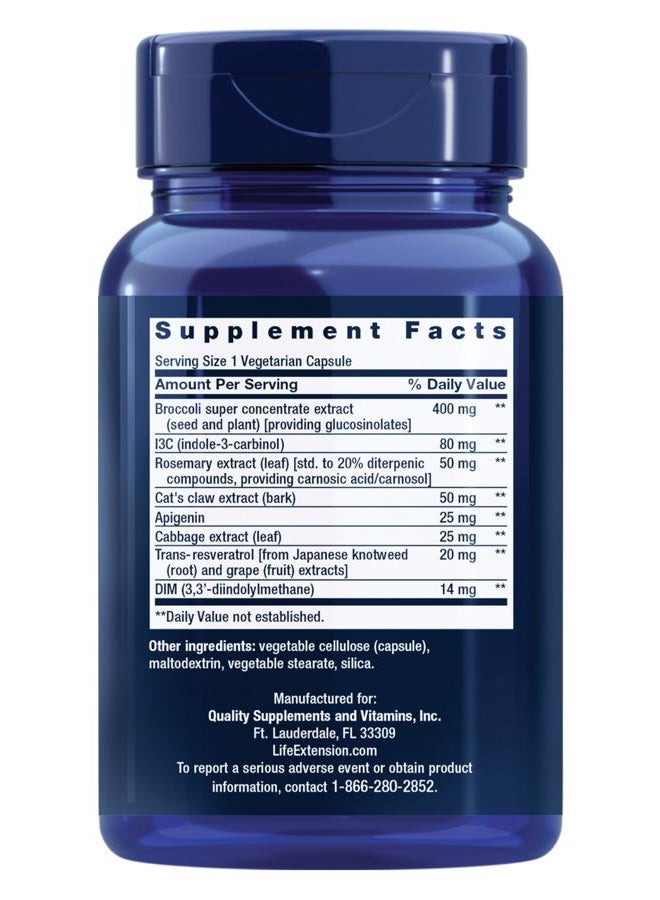 Life Extension Triple Action Cruciferous Vegetable Extract & Resveratrol - Hormone Balance, Cellular Health - Non-GMO, Vegetarian - 60 Vegetarian Capsules - Image 2