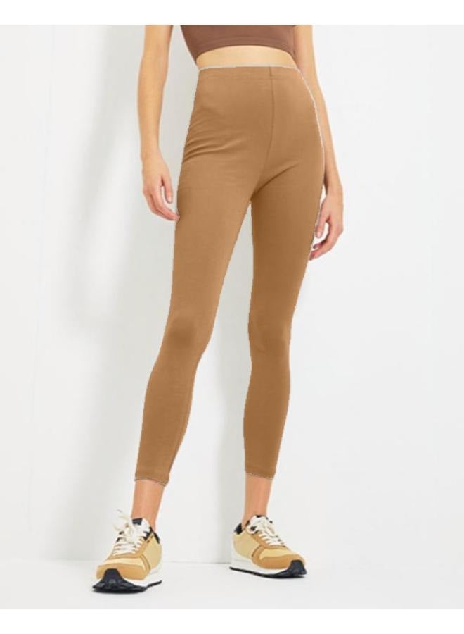 Solid Pattern Cropped Leggings KU360 - Image 1