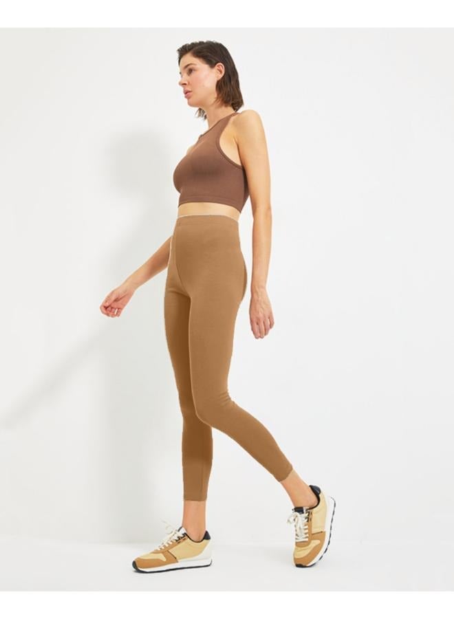 Solid Pattern Cropped Leggings KU360 - Image 2