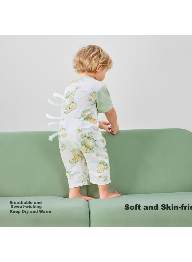 Beptides Beipesi Baby Summer Romper Pure Cotton Newborn Thin Ha Yi Crawling Suit Short Sleeve Pajamas - Image 3